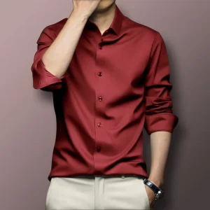 Micro Spandex Fabric Shirt (Maroon)